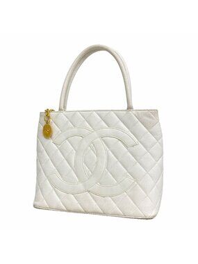 Chanel Tote Bag Reissue Caviar Leather White Gold
